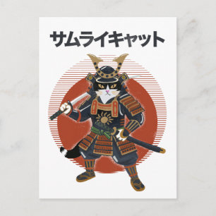 Cartão Postal Gato Samurai