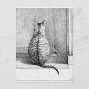 Cartão Postal Gato sentado, por trás (1812)