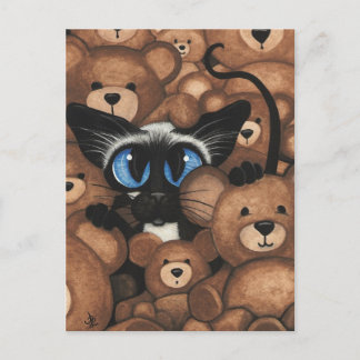 Cartão Postal Gato Siamês Abraço de Urso de Teddy por BiHrLe
