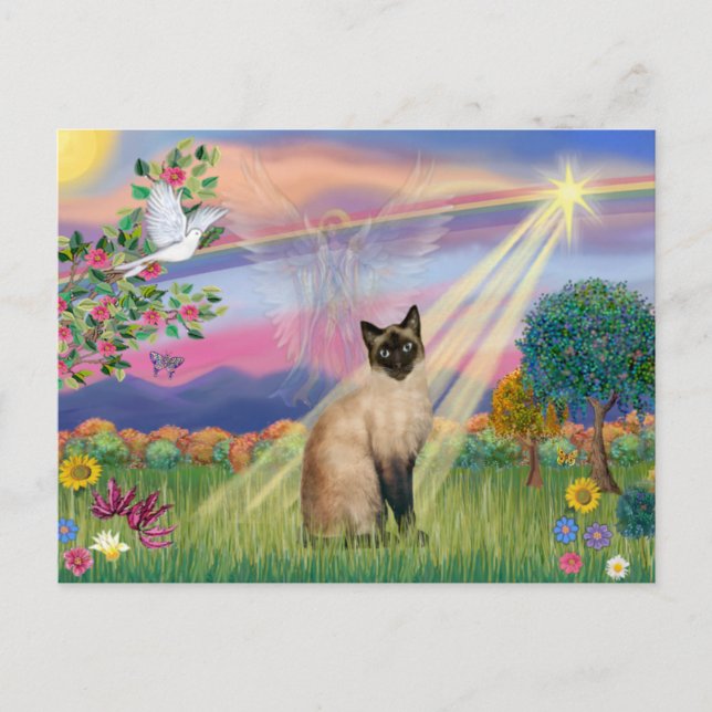 Cartão Postal Gato Siamês - Cloud Angel (Frente)
