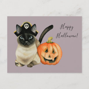 Cartão Postal Gato Siamês com Chapéu Pirata   Feliz Dia das Br