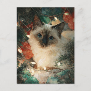 Cartão Postal Gato Siamês de Natal