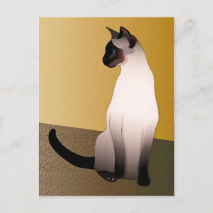Cartão Postal Gato Siamês de Pontas Pretas