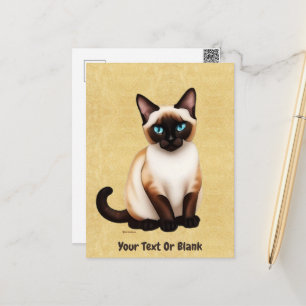 Cartão Postal Gato Siamês Em Papel Antigo