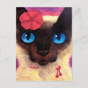 Cartão Postal Gato Siames Felino Pet Pintura - Multi