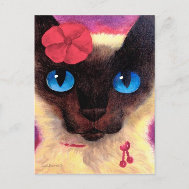 Cartão Postal Gato Siames Felino Pet Pintura - Multi (Frente)