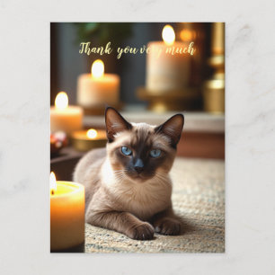 Cartão Postal Gato Siames no Spa muito obrigado