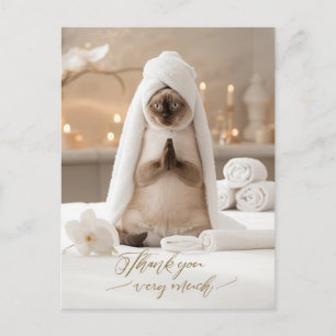 Cartão Postal Gato Siames no Spa Obrigado