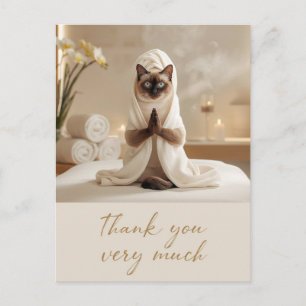 Cartão Postal Gato Siames no Spa Obrigado