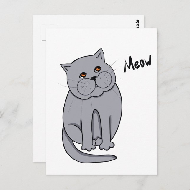 Cartão Postal Gato sonhador com olhos laranja (Frente/Verso)