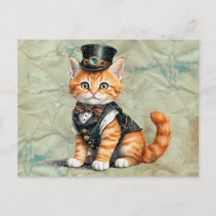 Cartão Postal Gato Steampunk: Arte Gótica De Gatinho Para Amante