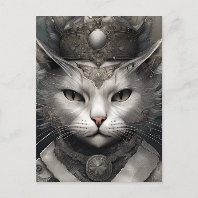 Cartão Postal Gato Steampunk Real (Frente)