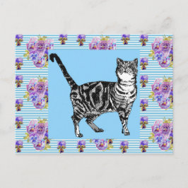 Cartão Postal Gato Tabby Chic Decrepito Arte de Listra Pastel Ca