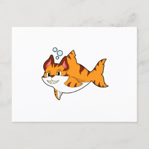 Cartão Postal Gato tigre como Tubarão na Água.PNG