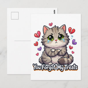Cartão Postal Gato Triste Você Esqueceu Meus Petiscos
