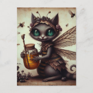 Cartão Postal Gato Vampiro Fada de Abelhas