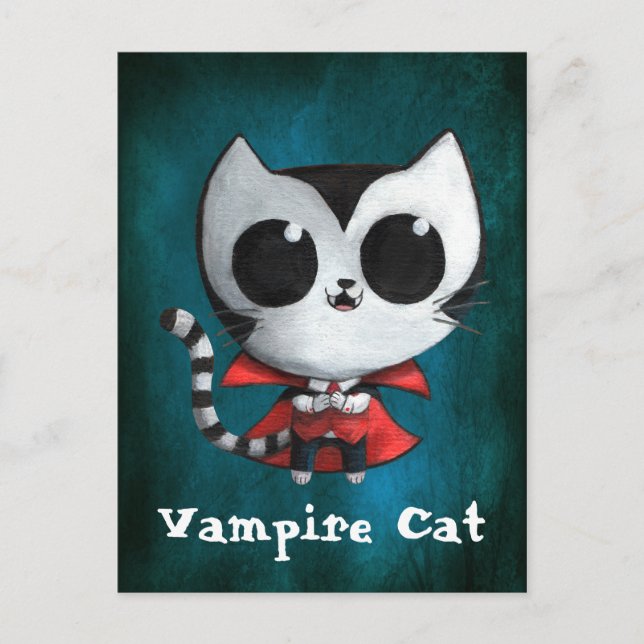 Cartão Postal Gato Vampiro Fofo (Frente)