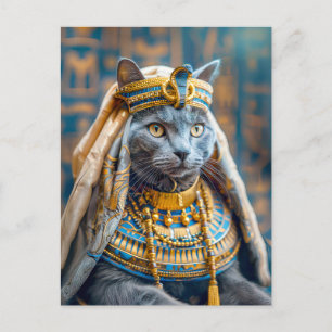 Cartão Postal Gato vestido como Rainha Faraó