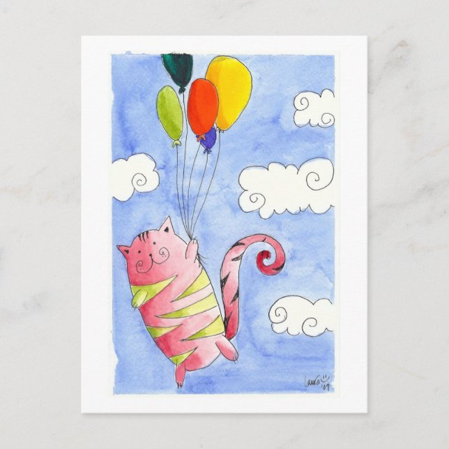 Cartão Postal Gato voador (Frente)