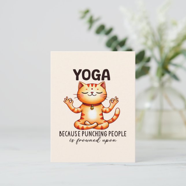 Cartão Postal Gato Yoga Pose - Ioga Engraçada (Em pé/Frente)