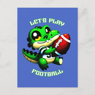 Cartão Postal Gator de Festa de Futebol do vamos Play
