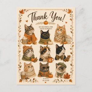 Cartão Postal Gatos Abóboras Aconchegante animal