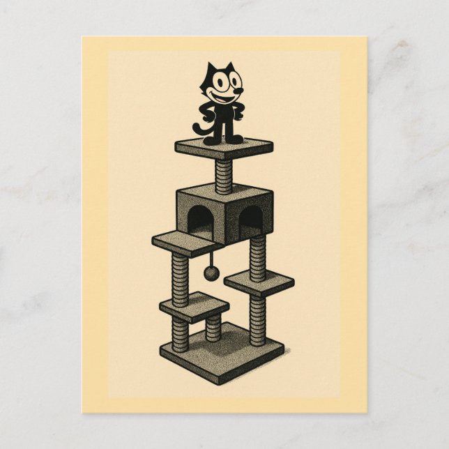 Cartão Postal Gatos Adoram Árvores De Gato (Frente)