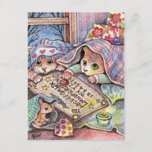 Cartão Postal Gatos Assustadores