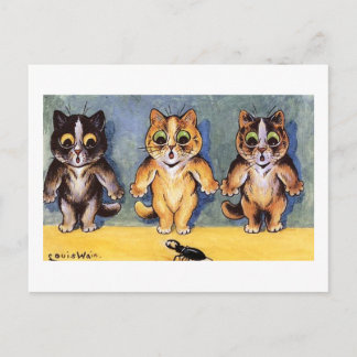 Cartão Postal Gatos assustados de Louis Wain