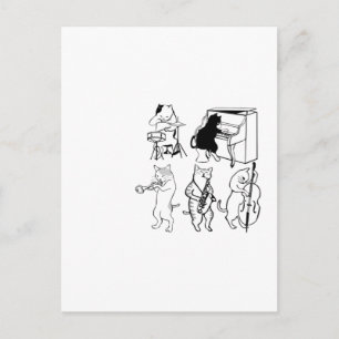 Cartão Postal Gatos Balançando Música Jazz Desenho Animado Diver