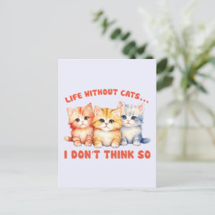 Cartão Postal Gatos Coloridos Fofos - Vida Sem Gatos?