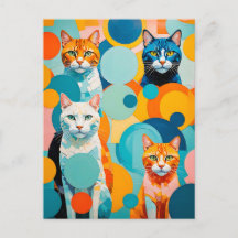 Gatos Cubistas Vibrantes Pintura