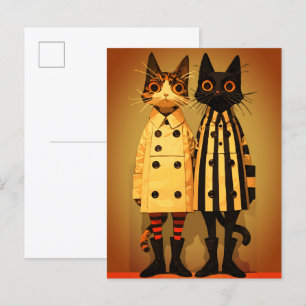 Cartão Postal Gatos da Moda – Casacos e Botas Excêntricas para G