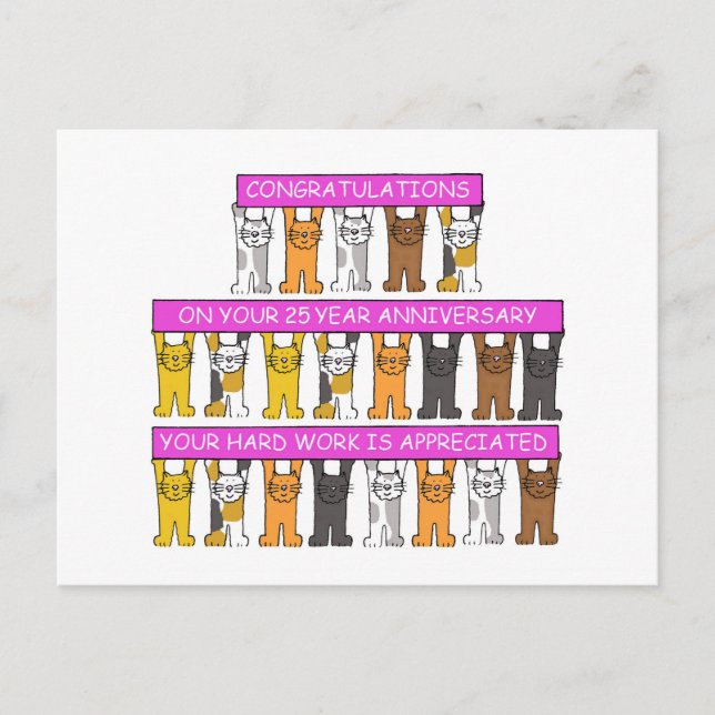 Cartão Postal Gatos-de-bico-Parabéns de 25 anos (Frente)