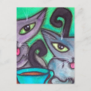 CARTÃO POSTAL GATOS DE CAFÉ