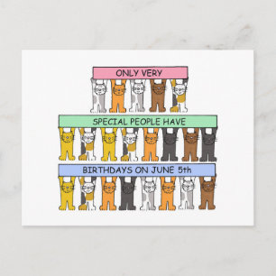 Cartão Postal Gatos de Cartografia de Aniversário do June 5
