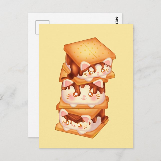 Cartão Postal Gatos de Chocolate (Frente/Verso)