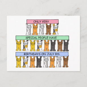 Cartão Postal Gatos de desenho animado Feliz Aniversário 8 de ju