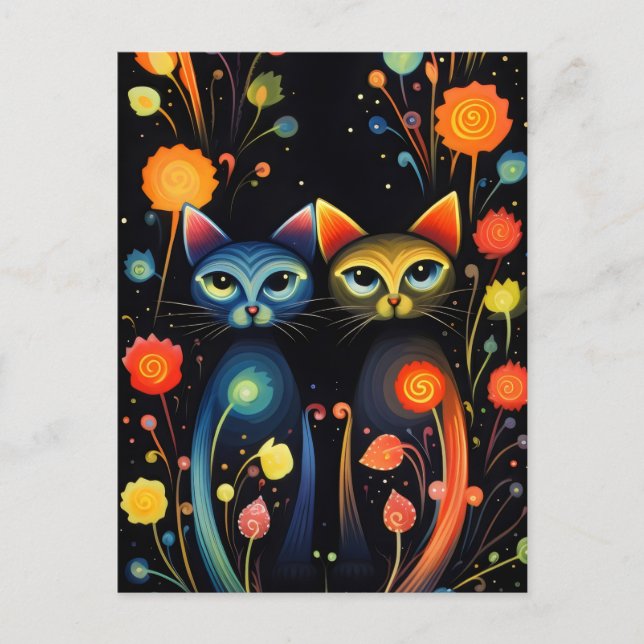 Cartão Postal Gatos de magia (Frente)