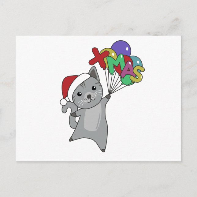 Cartão Postal Gatos De Noite De Natal (Frente)