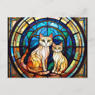 Cartão Postal Gatos de vidro com coloração AI