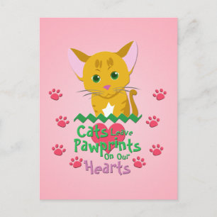 Cartão Postal Gatos Deixam Pawprint