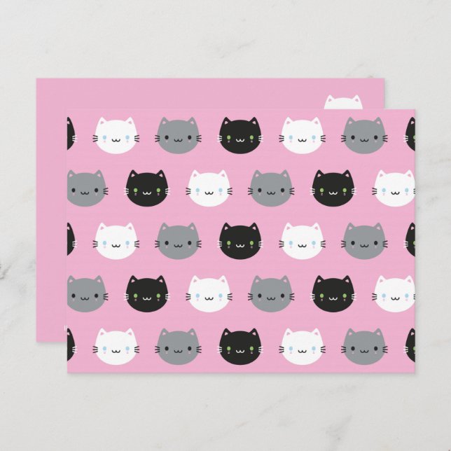 Cartão Postal Gato Kawaii Gato Japonês Leite De Morango