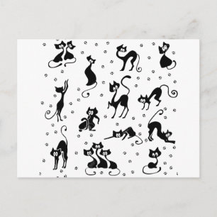 Cartão Postal Gatos e patas gatose pegadas