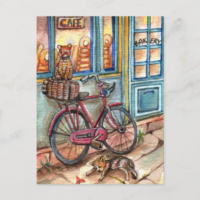 Cartão Postal Gatos em frente à padaria (Frente)