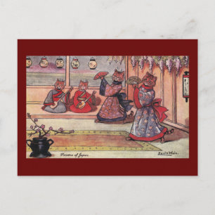 Cartão Postal Gatos em Quimonos Antigo Louis Wain