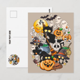 Cartão Postal Gatos engraçados da festa de Halloween