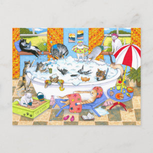 Cartão Postal Gatos Engraçados em Bath 601