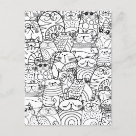Cartão Postal Gatos Engraçados Gatos Zen Doodle Relaxando Colora