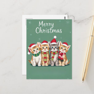 Cartão Postal Gatos Festivos Natal Gatos
